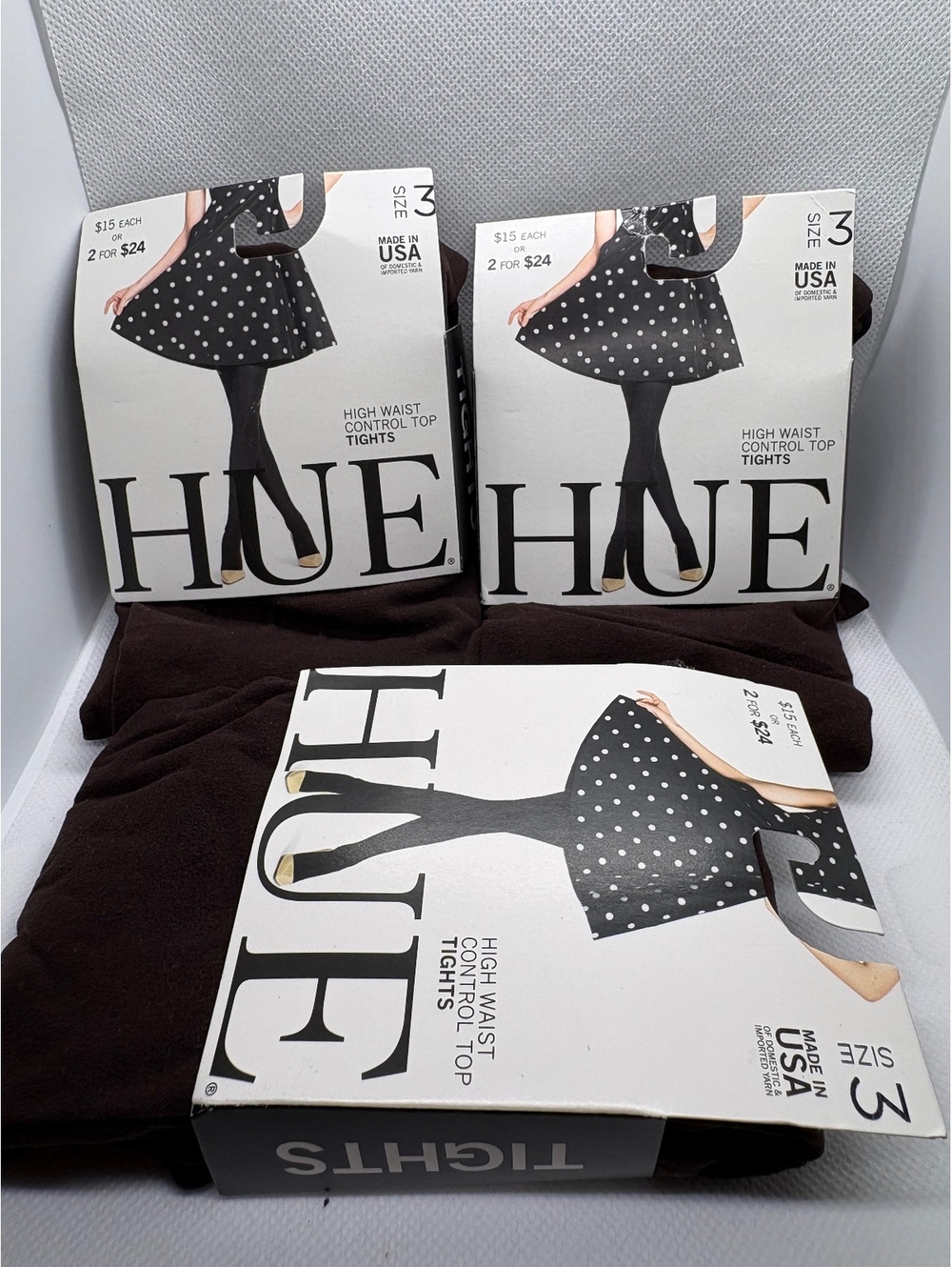 HUE High Waist Control Top Tights Size 3 Espresso Brown Nylon Spandex-P5